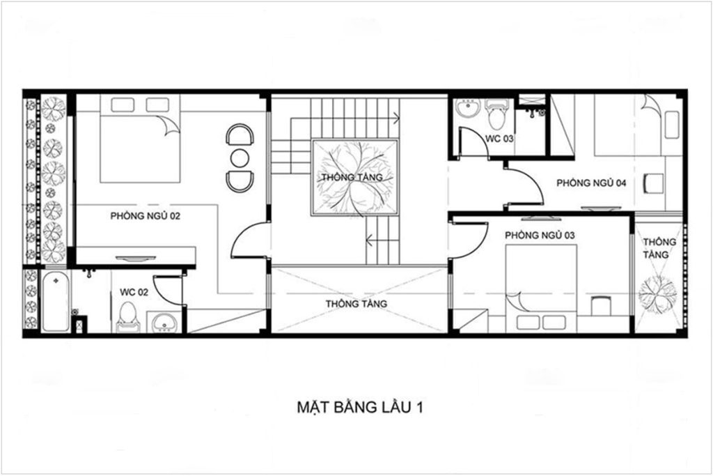 Nguyên tắc lưu ý khi thiết kế nhà ống có giếng trời diện tích 5x20m