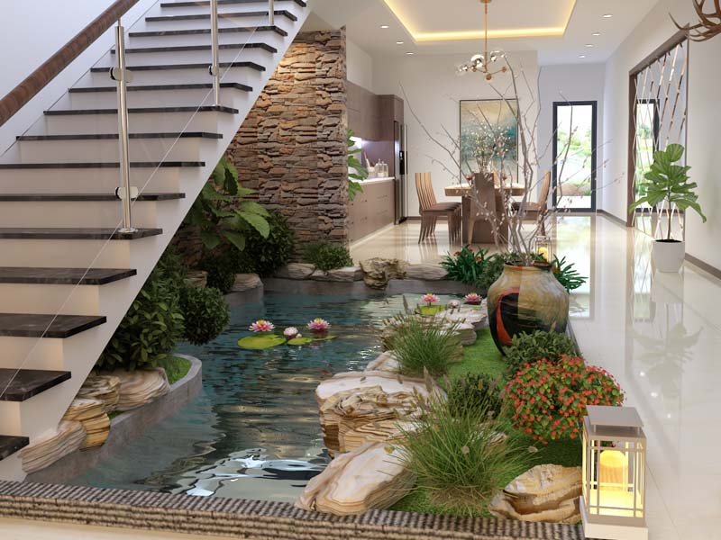 tiểu cảnh giếng trời hồ cá mini